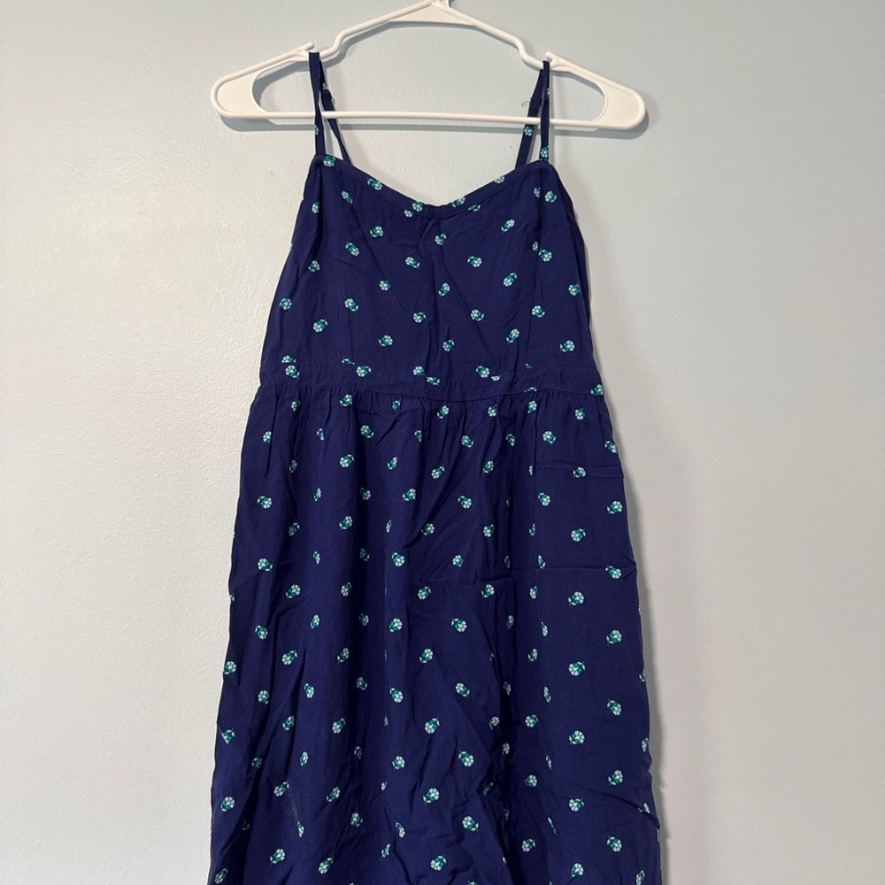 Navy Blue Floral Sundress with Adjustable Straps